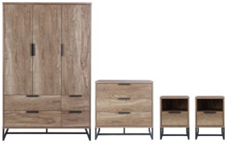 An Image of Habitat Nomad 4 Piece 3 Door Wardrobe Set - Oak Effect