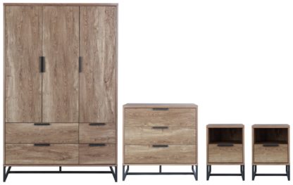 An Image of Habitat Nomad 4 Piece 3 Door Wardrobe Set - Oak Effect