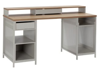 An Image of Argos Home Modular 1 Drawer Gaming Desk - Oak Effect & Grey