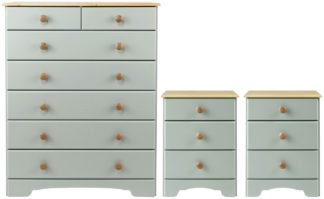 An Image of Argos Home Nordic 2 Bedsides & 5+2 Drawer Chest Set - Grey