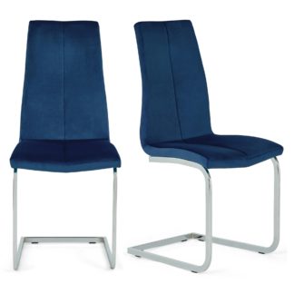 An Image of Jamison Set of 2 Dining Chairs Ink Velvet Blue