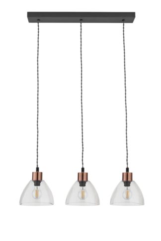 An Image of Argos Home Highland Lodge Glass 3 Light Pendant Light - Grey