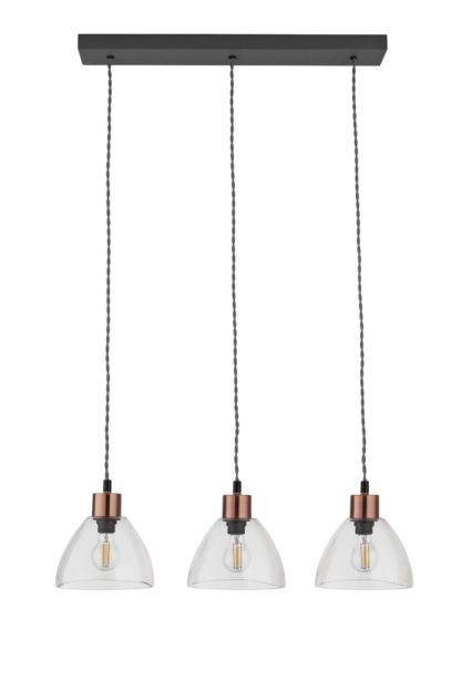 An Image of Argos Home Highland Lodge Glass 3 Light Pendant Light - Grey