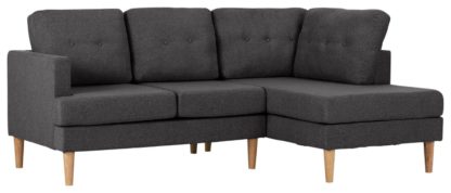 An Image of Habitat Joshua Right Corner Fabric Sofa - Charcoal