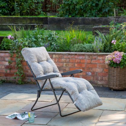 An Image of Padded Foldable Charcoal Lounger Charcoal (Grey)
