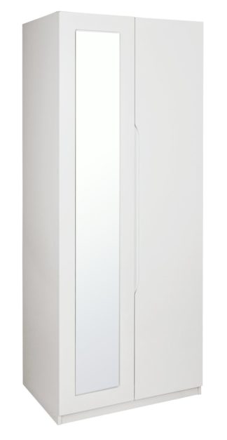 An Image of Legato 2 Door Mirrored Wardrobe - White Gloss