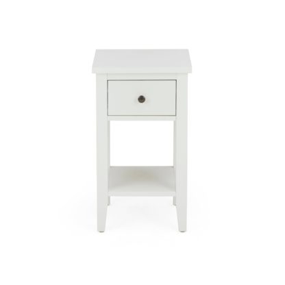 An Image of Lynton Compact White Slim Bedside Table White