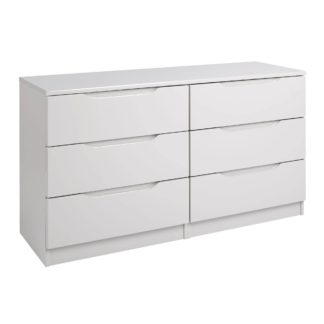 An Image of Legato Light Grey Gloss 6 Drawer Wide Chest Cream