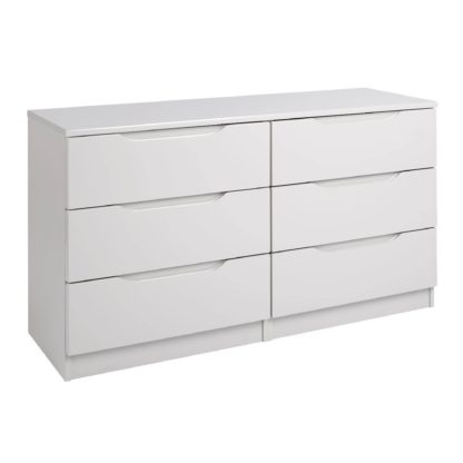 An Image of Legato Light Grey Gloss 6 Drawer Wide Chest Cream