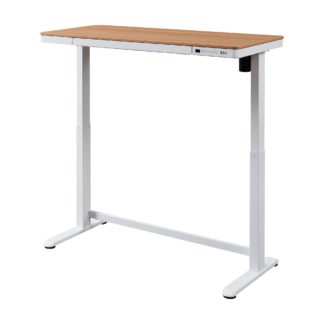 An Image of Juno Oak Effect Adjustable Standing Smart Desk Mid Oak (Brown)
