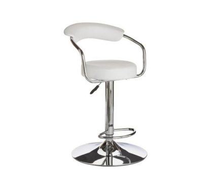 An Image of Argos Home Executive Gas Lift Bar Stool w/ Back Rest - White