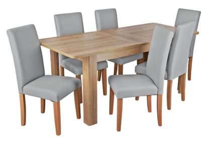 An Image of Habitat Miami Curve Extending Table & 6 Black Chairs