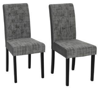 An Image of Habitat Pair of Midback Velvet Dining Chairs - Grey