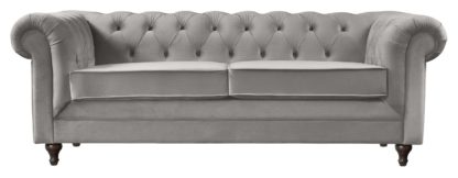 An Image of Habitat Chesterfield 3 Seater Velvet Sofa - Green