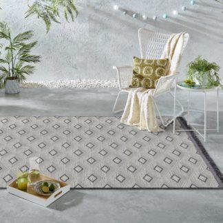 An Image of Tri Natural Indoor Outdoor Rug Grey, Black and White
