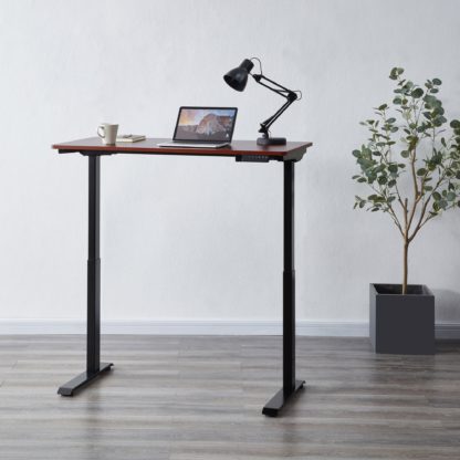An Image of Apollo Walnut Effect Adjustable Standing Smart Desk Walnut (Brown)