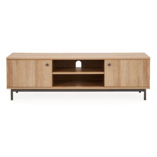 An Image of Fulton Oak Effect Wide TV Stand Brown