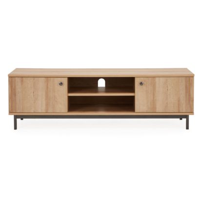 An Image of Fulton Oak Effect Wide TV Stand Brown