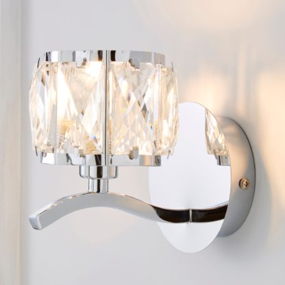 An Image of Kleio Glass Chrome Wall Light Chrome