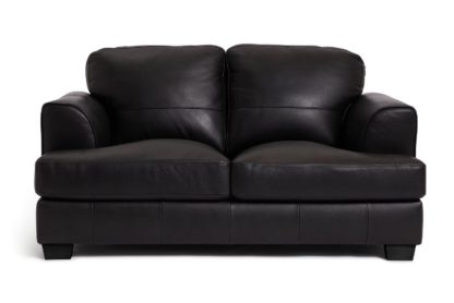 An Image of Habitat Elmton 2 Seater Leather Sofa - Black