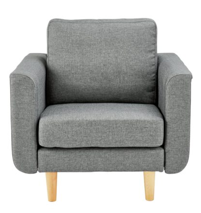 An Image of Argos Home Remi Fabric Armchair in a Box - Light Grey