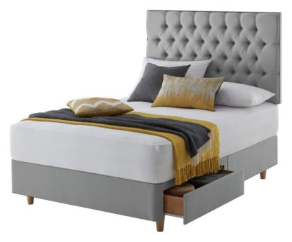 An Image of Silentnight Sassaria Small Double 2 Drawer Divan Set - Grey