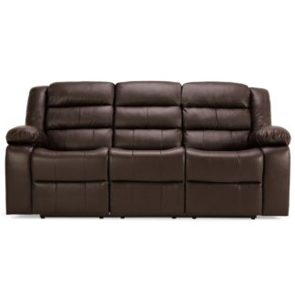 An Image of Whitfield 3 Seater Leather Reclining Sofa Brown