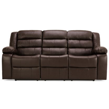 An Image of Whitfield 3 Seater Leather Reclining Sofa Brown