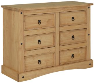An Image of Argos Home Puerto Rico 3+3 Drw Chest of Drawers - Light Pine