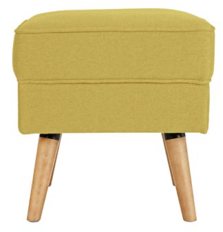 An Image of Habitat Callie Fabric Footstool - Mustard Yellow