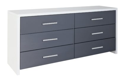 An Image of Habitat Broadway 3+3 Drawer Chest - Grey Gloss & White