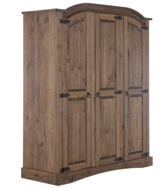 An Image of Argos Home Puerto Rico 3 Door Wardrobe - Dark Pine