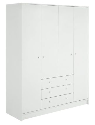 An Image of Habitat Malibu 4 Door 3 Drawer Wardrobe - White