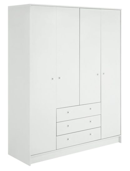 An Image of Habitat Malibu 4 Door 3 Drawer Wardrobe - White