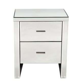 An Image of Venetian Mirrored 2 Drawer Bedside Table White