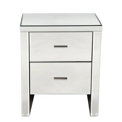 An Image of Venetian Mirrored 2 Drawer Bedside Table White