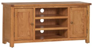 An Image of Habitat Kent 2 Door Oak & Oak Veneer Low TV Unit