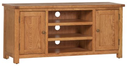 An Image of Habitat Kent 2 Door Oak & Oak Veneer Low TV Unit