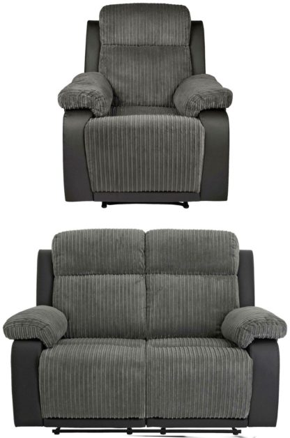 An Image of Argos Home Bradley Chair & 2 Seater Recliner Sofa - Charcoal