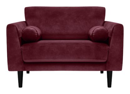 An Image of Habitat Jackson Velvet Cuddle Chair - Burgundy