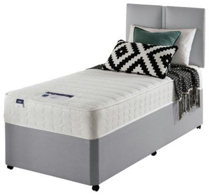 An Image of Silentnight Hatfield Memory Single Divan Bed - Grey