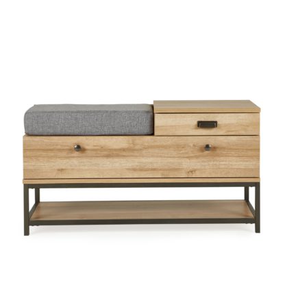 An Image of Fulton Oak Effect Storage Bench Brown and Grey