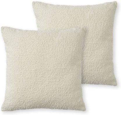 An Image of Teddy Set of 2 Boucle Cushions, 50 x 50cm, Whitewash