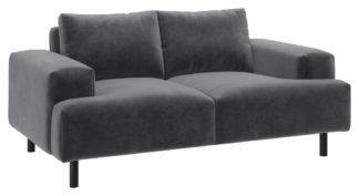 An Image of Habitat Julien 2 Seater Velvet Sofa - Grey