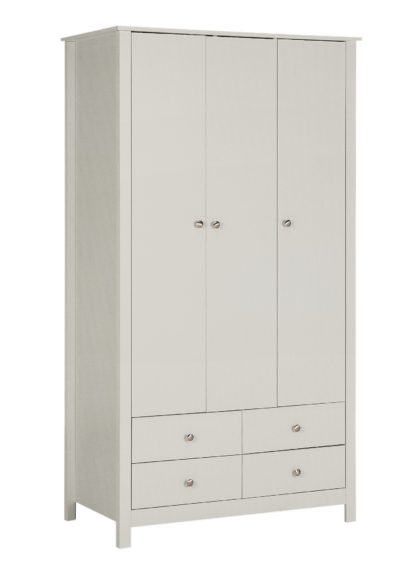 An Image of Habitat Osaka 3 Door 4 Drawer Mirror Wardrobe - Soft Grey