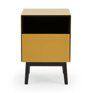 An Image of Monroe Glass Ochre Bedside Table Yellow