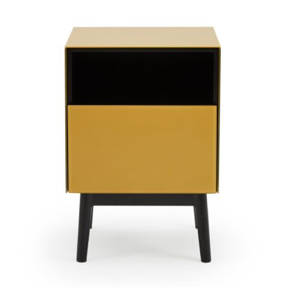 An Image of Monroe Glass Ochre Bedside Table Yellow