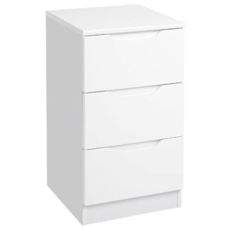 An Image of Legato White Gloss 3 Drawer Bedside Table White