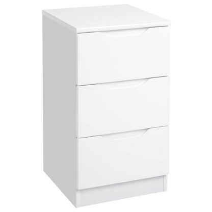 An Image of Legato White Gloss 3 Drawer Bedside Table White