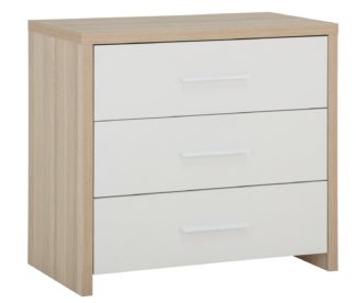 An Image of Habitat Broadway 3 Drawer Chest - Oak Effect & White